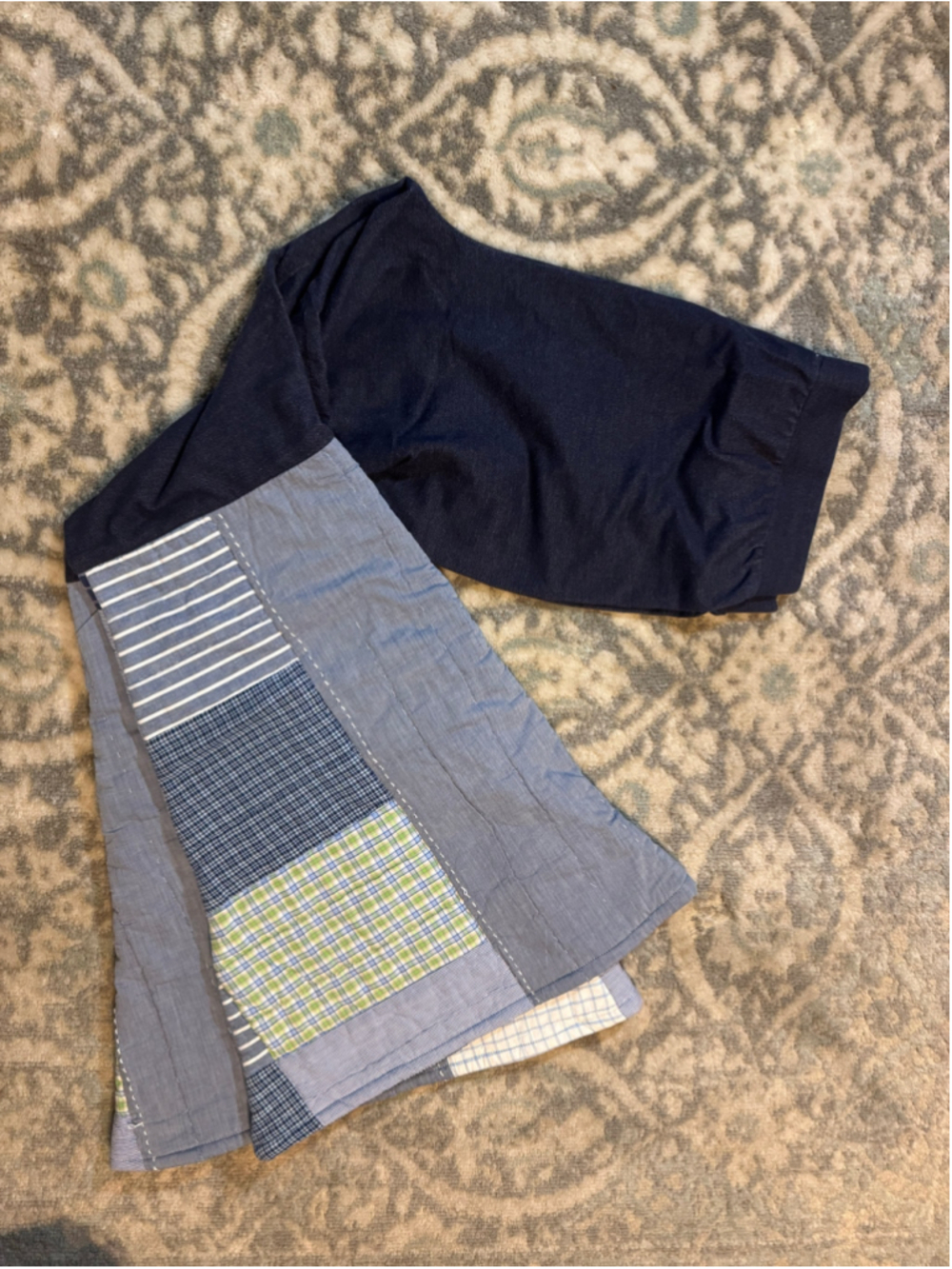 Women's The Morgan Factory Patchwork Leggings Size S Blue Green xl